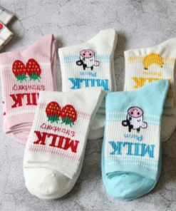 Japanese Cute Strawberry and Banana Milk Socks