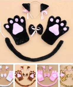 Anime Cosplay Cat Neko Hairbands With Ears, Paws And Tail 1