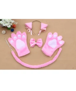 Anime Cosplay Cat Neko Hairbands With Ears, Paws And Tail 4