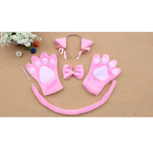 Anime Cosplay Cat Neko Hairbands With Ears, Paws And Tail 4
