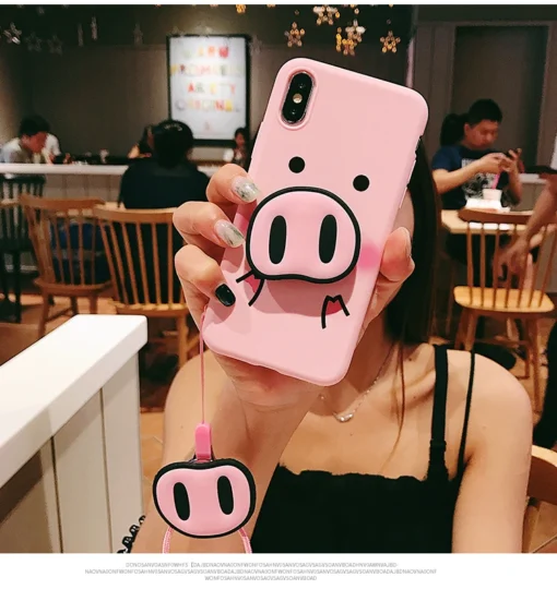Kawaii Pig phone Case & nose popsocket 4