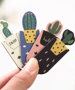 Three Kawaii Cacti Magnetic Bookmarks for Books
