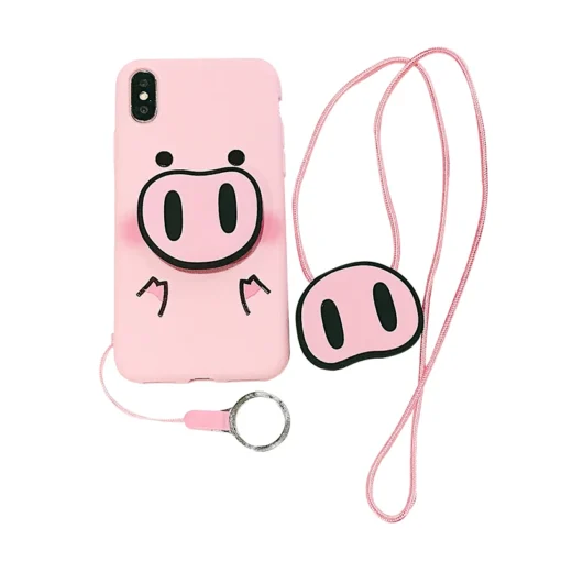 Kawaii Pig phone Case & nose popsocket 2