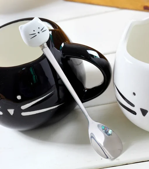 Cute Cat Coffee Mug With Spoon 2