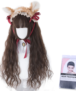 Kawaii Brunette Curly Lolita Wig with Bangs