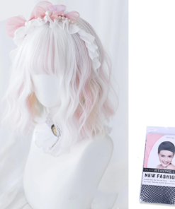 Kawaii Short White Pink Lolita Wig