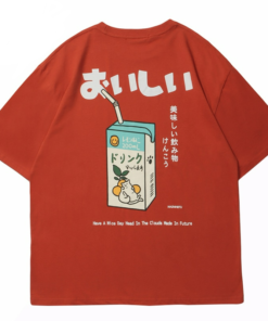Men Japanese Kanji Letter Drink T-Shirt